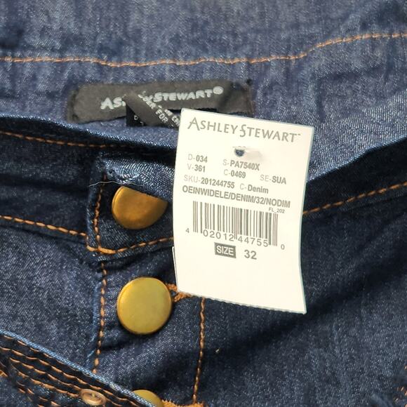 NWT Ashley Stewart Dark Blue Chambray Denim Capri Pants Plus Women's 32 (5XL) - Picture 8 of 10